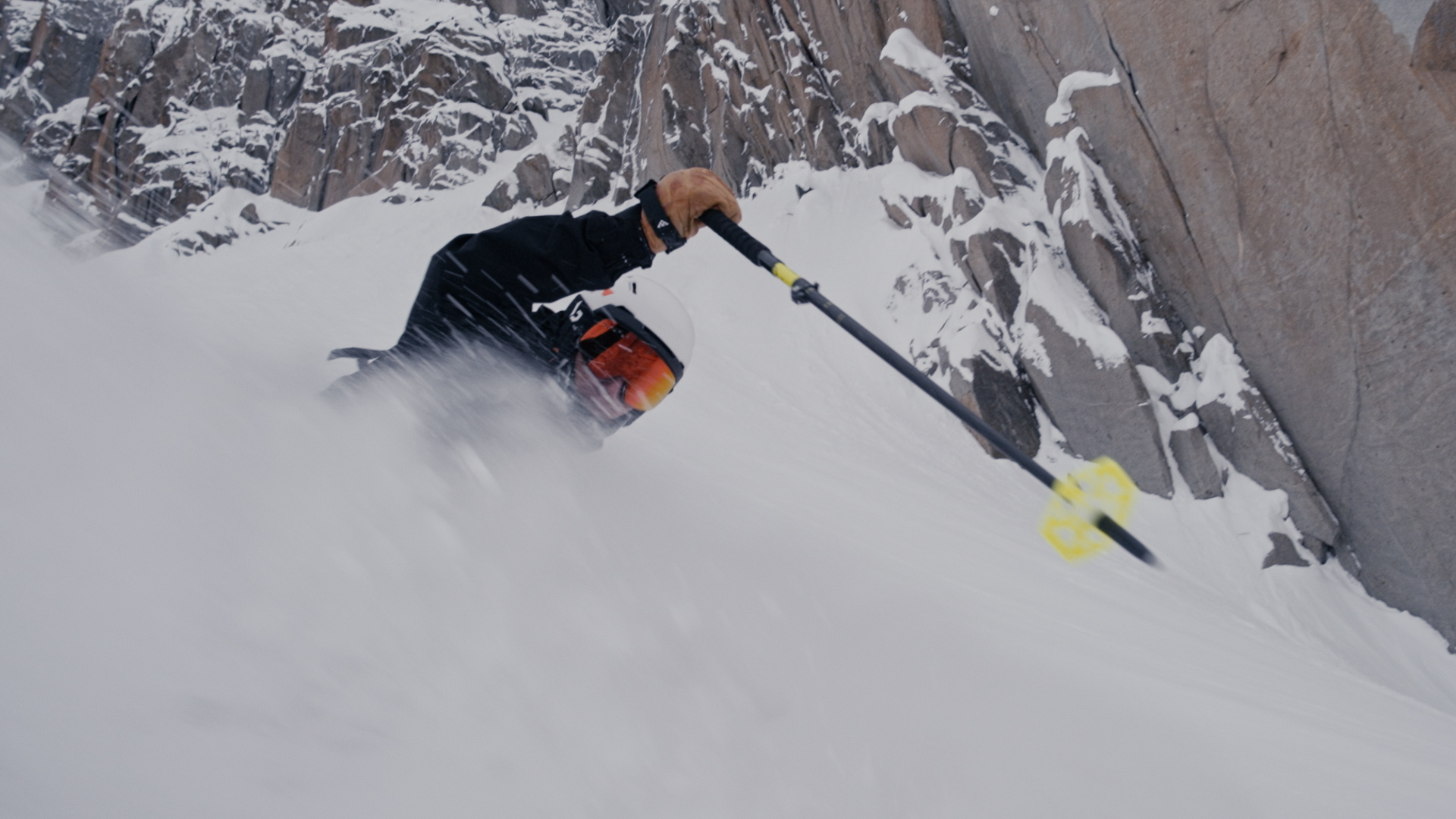Bollé YPSOS alpine winter commercial film still — ski goggles, Chamonix, Arthur Tillier DOP